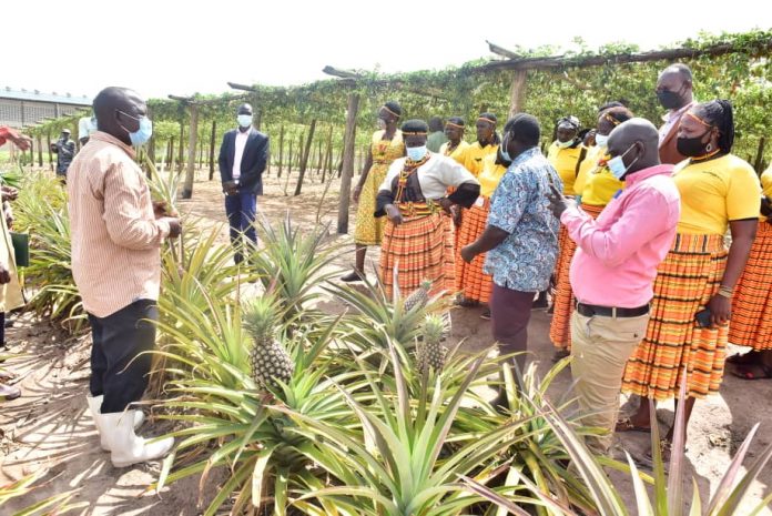 Karamoja women visit Kawumu Presidential Demonstration farm.