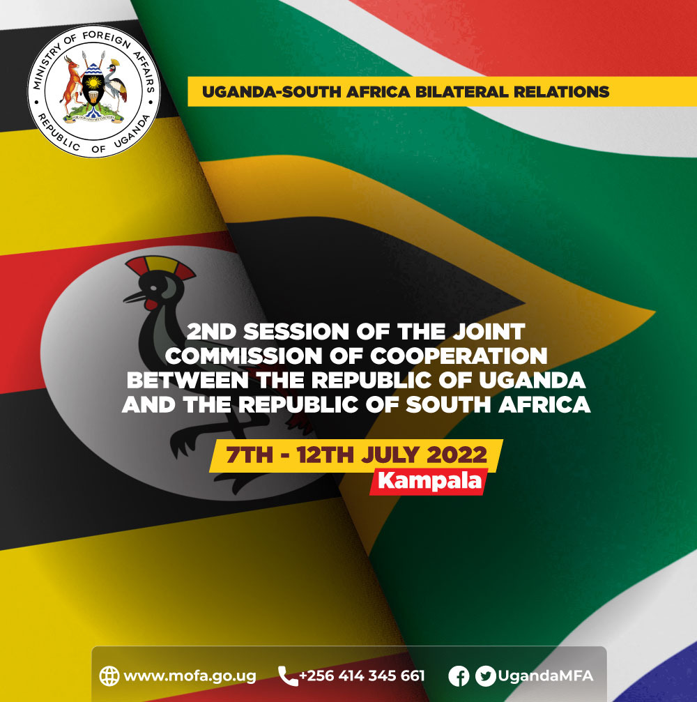 2ND SESSION OF THE JOINT COMMISSION OF COOPERATION (JCC) BETWEEN THE REPUBLIC OF UGANDA AND THE REPUBLIC OF SOUTH AFRICA COMMENCES IN KAMPALA.
