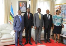 Hon. John Mulimba receive Copy of Letters of Credence from Amb. Ababu Namwamba, High Commissioner -Designate of Kenya to Uganda