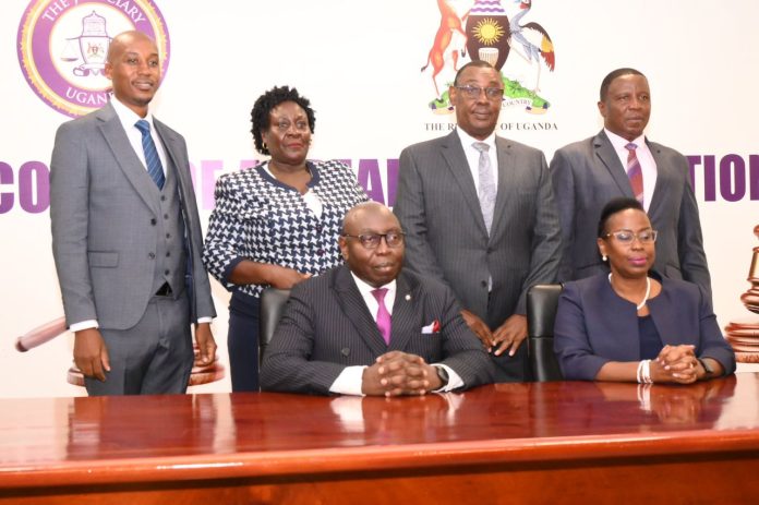 Bagamuhunda, Nassimbwa, Biryetega, Agaba sworn in to Tax Appeals Tribunal.
